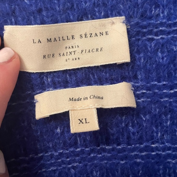 SEZANE Lilou Scalloped Mohair Jumper Cardigan Sweater in Royal Blue | Fits M | - Picture 7 of 8